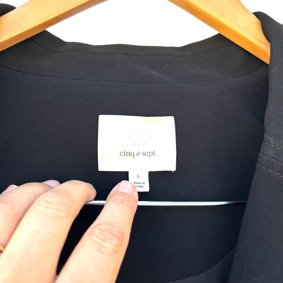 Cinq A Sept Wrap Tie Blazer Jacket Black Large 5 a 7 Business Work Formal Dressy - Picture 4 of 8